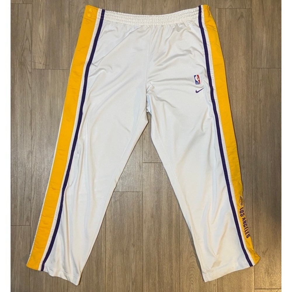 VTG Nike LA Lakers NBA Kobe Era Official Break Away Warm Up Pants White Sz XL